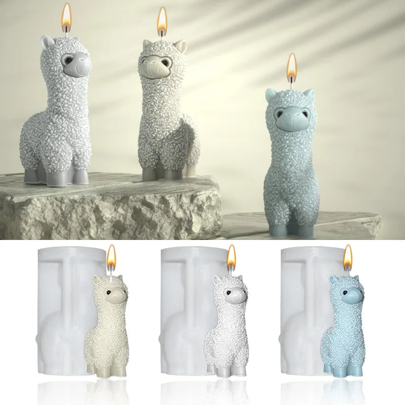 3D Alpacas Silicone Candle Mold DIY Cute Animal Scented Candle Soap Craft Gifts Making Resin Plaster Molds Home Decor Supplies acacuss