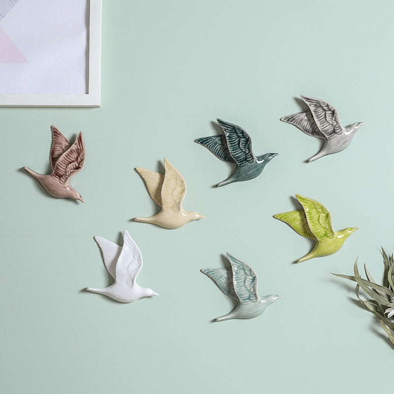 3D Ceramic Birds Shape Wall Hanging Decorations Simple Home Decorations Accessories Decoracao Para Casa Wall Crafts Ornaments acacuss