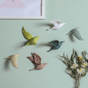 3D Ceramic Birds Shape Wall Hanging Decorations Simple Home Decorations Accessories Decoracao Para Casa Wall Crafts Ornaments acacuss