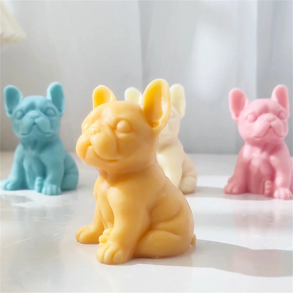 3D French Bulldog Candle Silicone Mold Animal Soy Wax Candle Making Resin Soap Cake Molds Puppy Lover Christmas Home Decor Gift acacuss