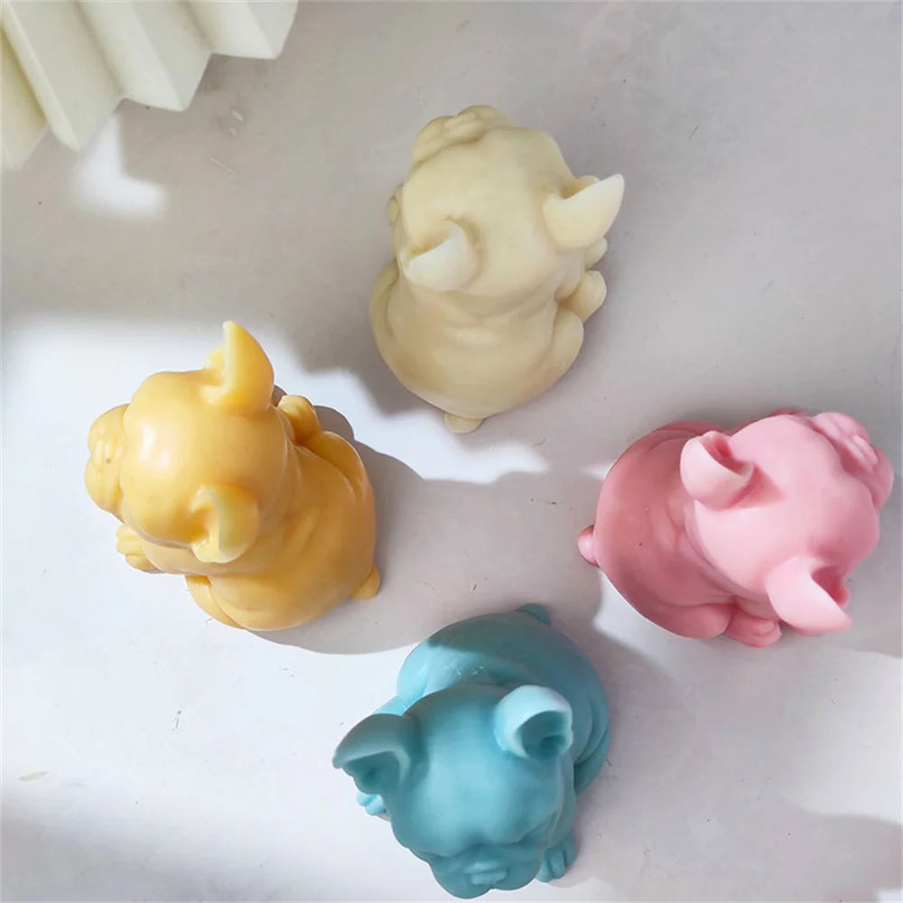 3D French Bulldog Candle Silicone Mold Animal Soy Wax Candle Making Resin Soap Cake Molds Puppy Lover Christmas Home Decor Gift acacuss