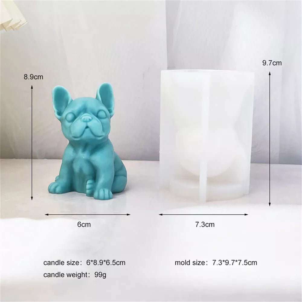 3D French Bulldog Candle Silicone Mold Animal Soy Wax Candle Making Resin Soap Cake Molds Puppy Lover Christmas Home Decor Gift acacuss