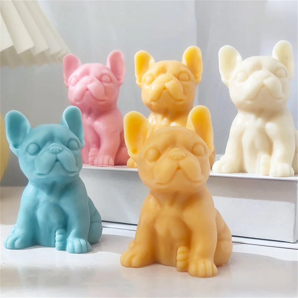 3D French Bulldog Candle Silicone Mold Animal Soy Wax Candle Making Resin Soap Cake Molds Puppy Lover Christmas Home Decor Gift acacuss