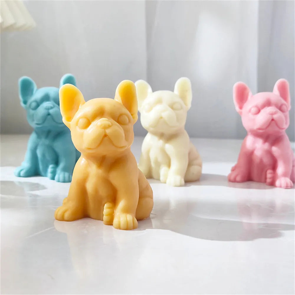 3D French Bulldog Candle Silicone Mold Animal Soy Wax Candle Making Resin Soap Cake Molds Puppy Lover Christmas Home Decor Gift acacuss