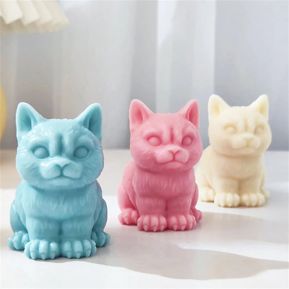 3D Maine Coon Cat Silicone Molds DIY Handmade Scented Candle Mold Cute Animal Plaster Soap Epoxy Resin Ornament Mould Making acacuss