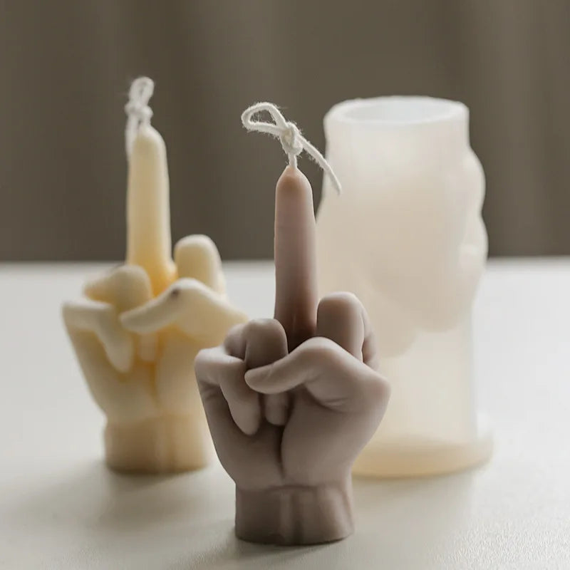3D Middle Finger Candle Silicone Mold DIY Gesture Aromatherapy Plaster Art Soap Resin Crafts Making Tools Holiday Party Gifts acacuss