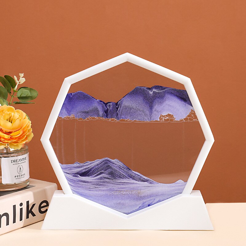 3D Moving Sand Art Picture Round Moving Hourglass 3D Mountain Sandscape Motion Display Flowing Sand Painting Home Decor Gifts acacuss