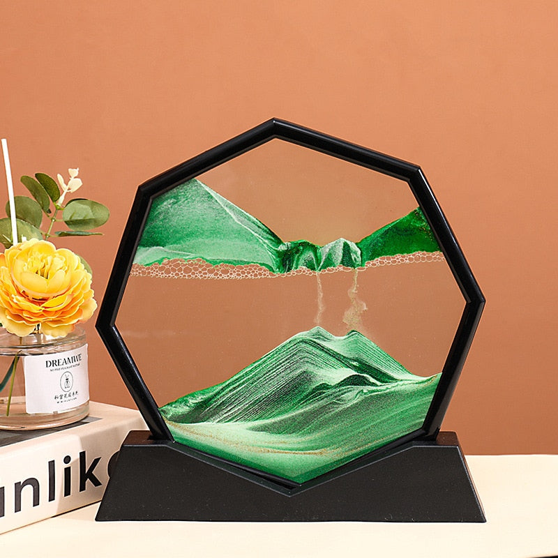 3D Moving Sand Art Picture Round Moving Hourglass 3D Mountain Sandscape Motion Display Flowing Sand Painting Home Decor Gifts acacuss