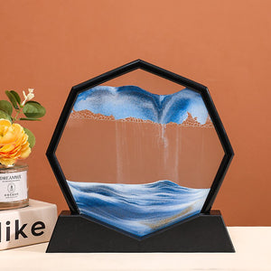 3D Moving Sand Art Picture Round Moving Hourglass 3D Mountain Sandscape Motion Display Flowing Sand Painting Home Decor Gifts acacuss