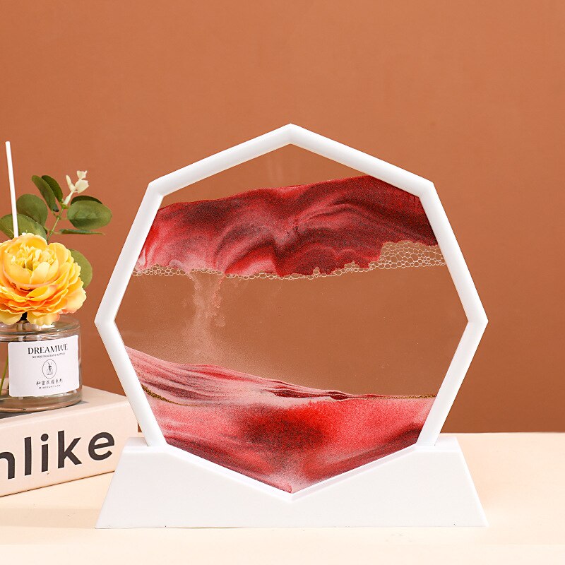 3D Moving Sand Art Picture Round Moving Hourglass 3D Mountain Sandscape Motion Display Flowing Sand Painting Home Decor Gifts acacuss
