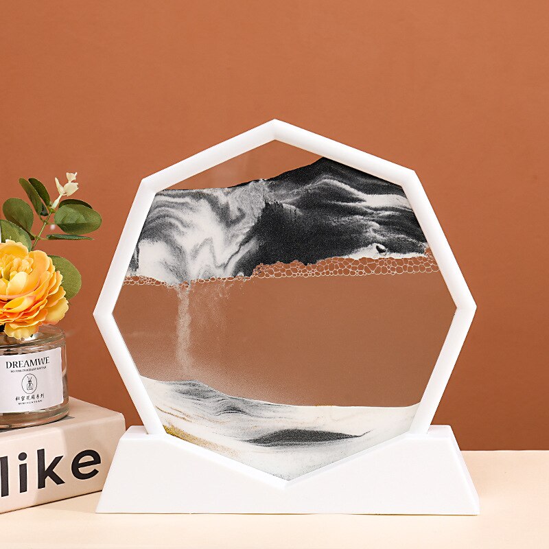 3D Moving Sand Art Picture Round Moving Hourglass 3D Mountain Sandscape Motion Display Flowing Sand Painting Home Decor Gifts acacuss