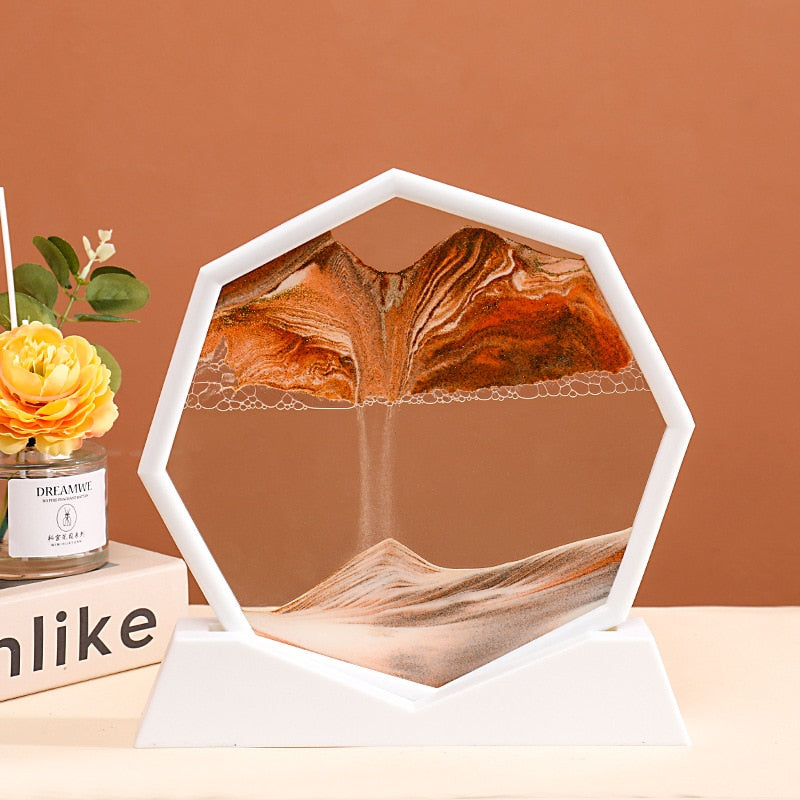 3D Moving Sand Art Picture Round Moving Hourglass 3D Mountain Sandscape Motion Display Flowing Sand Painting Home Decor Gifts acacuss