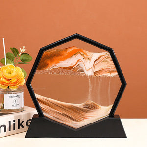 3D Moving Sand Art Picture Round Moving Hourglass 3D Mountain Sandscape Motion Display Flowing Sand Painting Home Decor Gifts acacuss