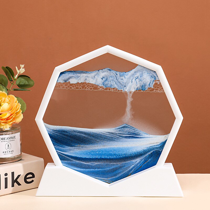 3D Moving Sand Art Picture Round Moving Hourglass 3D Mountain Sandscape Motion Display Flowing Sand Painting Home Decor Gifts acacuss
