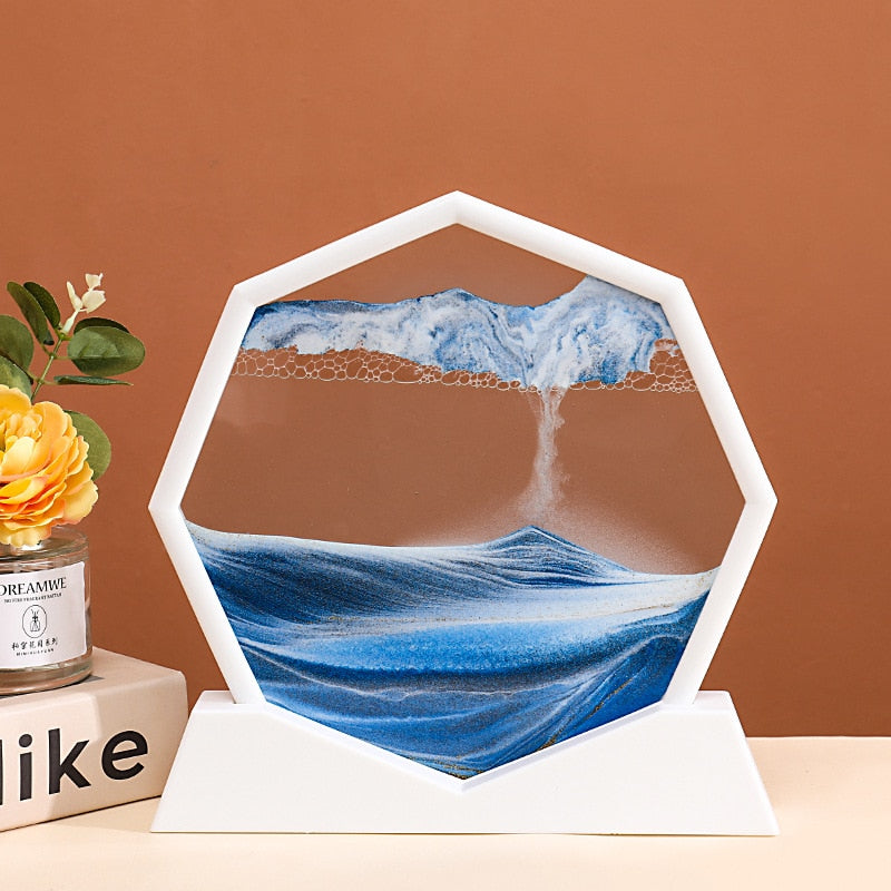 3D Moving Sand Art Picture Round Moving Hourglass 3D Mountain Sandscape Motion Display Flowing Sand Painting Home Decor Gifts acacuss