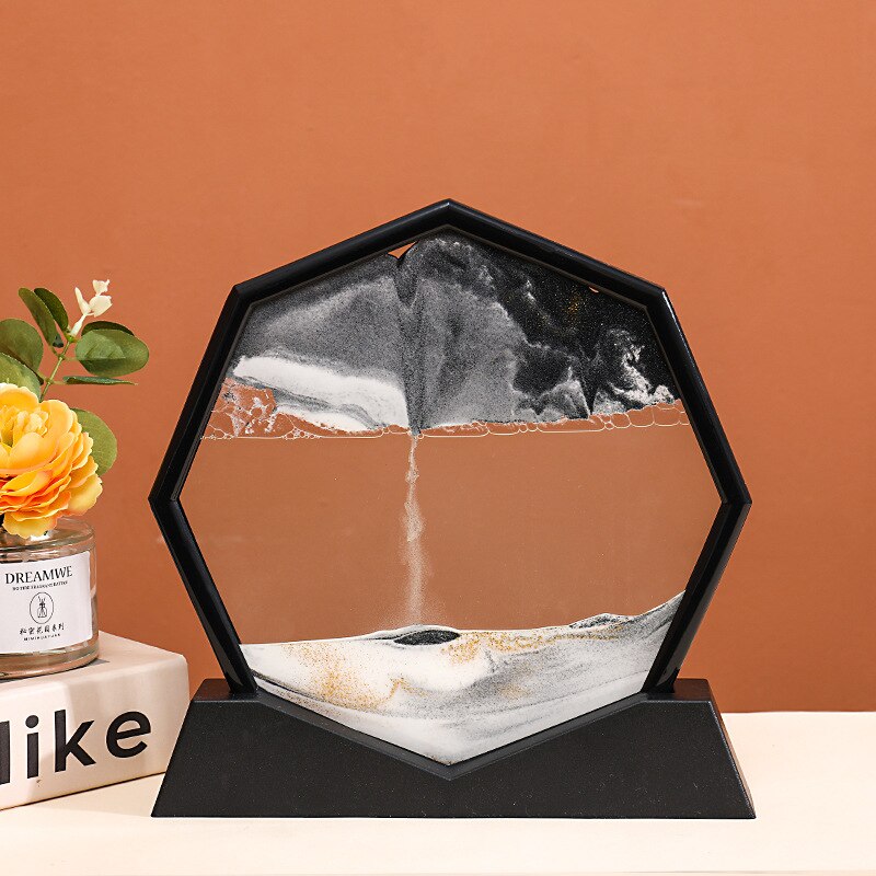 3D Moving Sand Art Picture Round Moving Hourglass 3D Mountain Sandscape Motion Display Flowing Sand Painting Home Decor Gifts acacuss