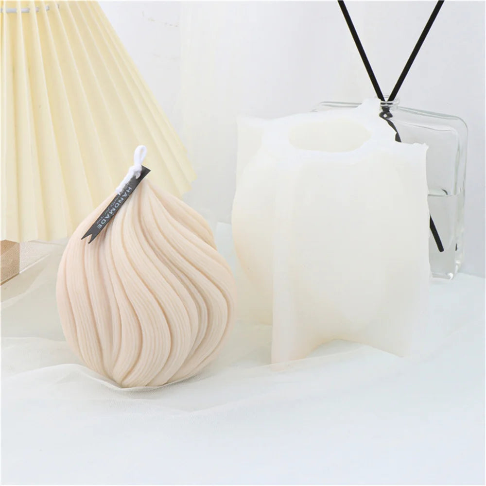 3D Onion Shape Geometry Candles Silicone Molds Carved Wavy Candle Irregular Stripes DIY Spiral Twist Soap Moulds Home Art Decor acacuss