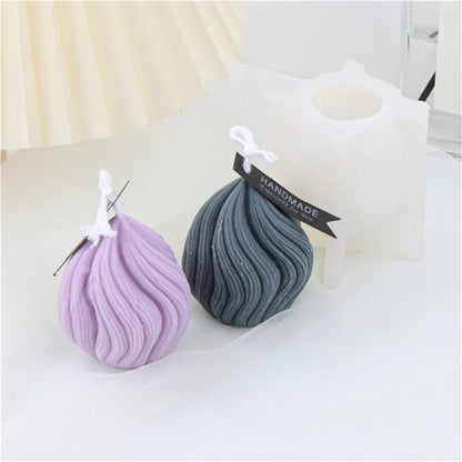 3D Onion Shape Geometry Candles Silicone Molds Carved Wavy Candle Irregular Stripes DIY Spiral Twist Soap Moulds Home Art Decor acacuss