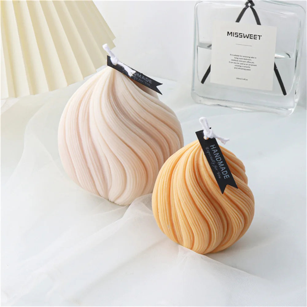 3D Onion Shape Geometry Candles Silicone Molds Carved Wavy Candle Irregular Stripes DIY Spiral Twist Soap Moulds Home Art Decor acacuss
