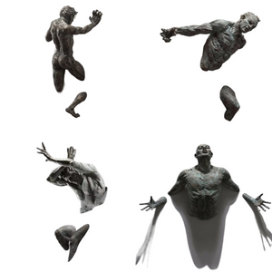 3D Through Wall Figure Sculpture Resin Electroplating Imitation Copper Abstract Climbing Man Statue Living Room Home Decoration acacuss