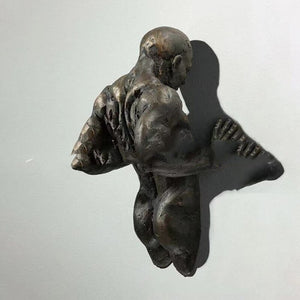 3D Through Wall Figure Sculpture Resin Electroplating Imitation Copper Abstract Climbing Man Statue Living Room Home Decoration acacuss
