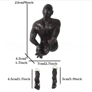 3D Through Wall Figure Sculpture Resin Electroplating Imitation Copper Abstract Climbing Man Statue Living Room Home Decoration acacuss