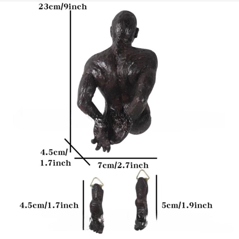 3D Through Wall Figure Sculpture Resin Electroplating Imitation Copper Abstract Climbing Man Statue Living Room Home Decoration acacuss