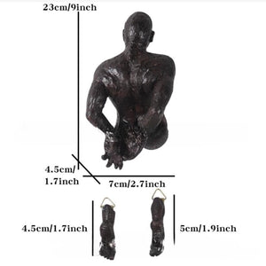 3D Through Wall Figure Sculpture Resin Electroplating Imitation Copper Abstract Climbing Man Statue Living Room Home Decoration acacuss