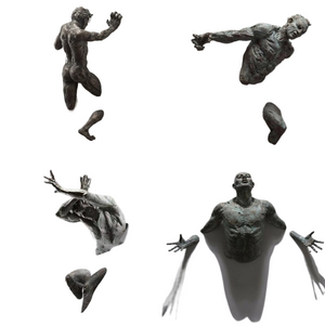 3D Through Wall Figure Sculpture Resin Electroplating Imitation Copper Abstract Climbing Man Statue Living Room Home Decoration acacuss