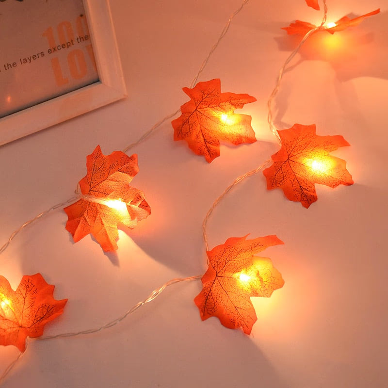 3M 20LED Maple Leaf Light String Fake Autumn Leaves LED Fairy Garland for Christmas Thanksgiving Halloween Party Home Decoration acacuss