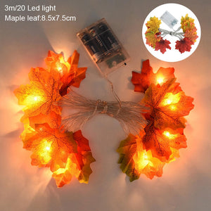 3M 20LED Maple Leaf Light String Fake Autumn Leaves LED Fairy Garland for Christmas Thanksgiving Halloween Party Home Decoration acacuss
