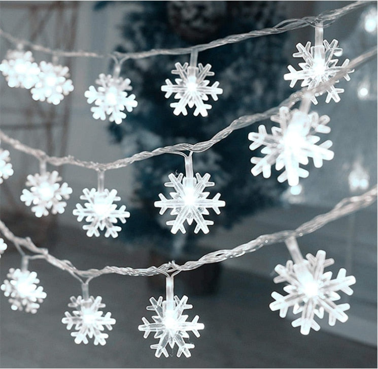 3M 20LED Snowflake LED String Lights Christmas Ornaments Home Christmas Tree Hanging Decoration Navidad Noel New Year Gifts 2023 acacuss