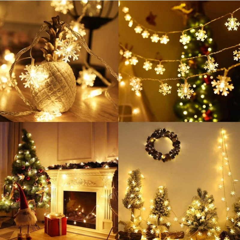 3M 20LED Snowflake LED String Lights Christmas Ornaments Home Christmas Tree Hanging Decoration Navidad Noel New Year Gifts 2023 acacuss