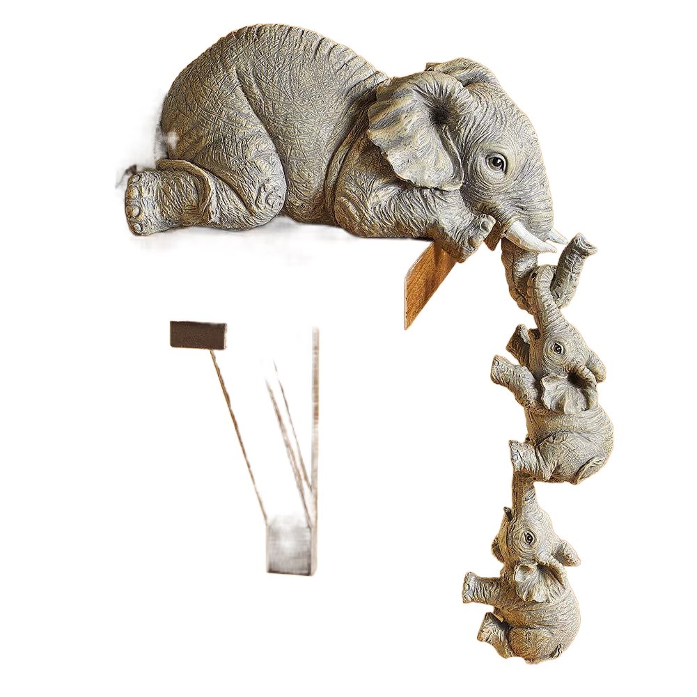 3PCS/Set Cute Simulation Elephant Figurine Elephant Holding Baby Elephant Ornaments for Home Resin Crafts Home Decoration Gifts acacuss
