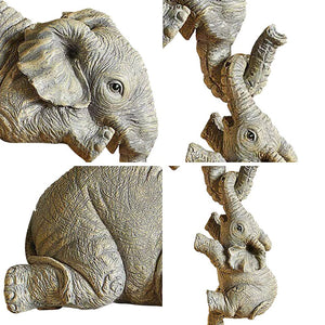 3PCS/Set Cute Simulation Elephant Figurine Elephant Holding Baby Elephant Ornaments for Home Resin Crafts Home Decoration Gifts acacuss