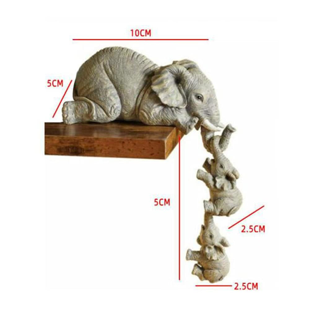 3PCS/Set Cute Simulation Elephant Figurine Elephant Holding Baby Elephant Ornaments for Home Resin Crafts Home Decoration Gifts acacuss
