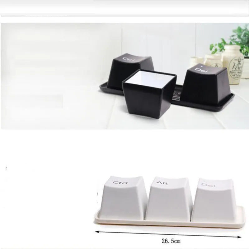 3Pcs Set Creative Keyboard Tea Cup Office Coffee Cups Black Color Ctrl Del Alt Keys Mugs Promotion Gifts Trade Shows Wedding acacuss
