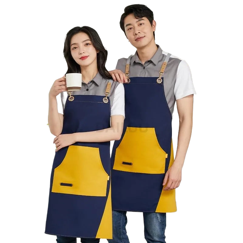 Fashion Canvas Apron Kitchen Baking Girl Men's Pocket Waiter Restaurant Barber Bag Nail Beauty Anti fouling Barber Work Clothes