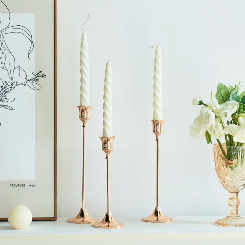 3-teiliges Kerzenhalter-Set aus Messing, Kerzenständer-Set goldfarben, – acacuss