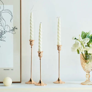 3pc Candlestick Holders Kit Brass Gold Candlestick Set Wedding Table Decorative Candlestick Stand for Party Dinning acacuss