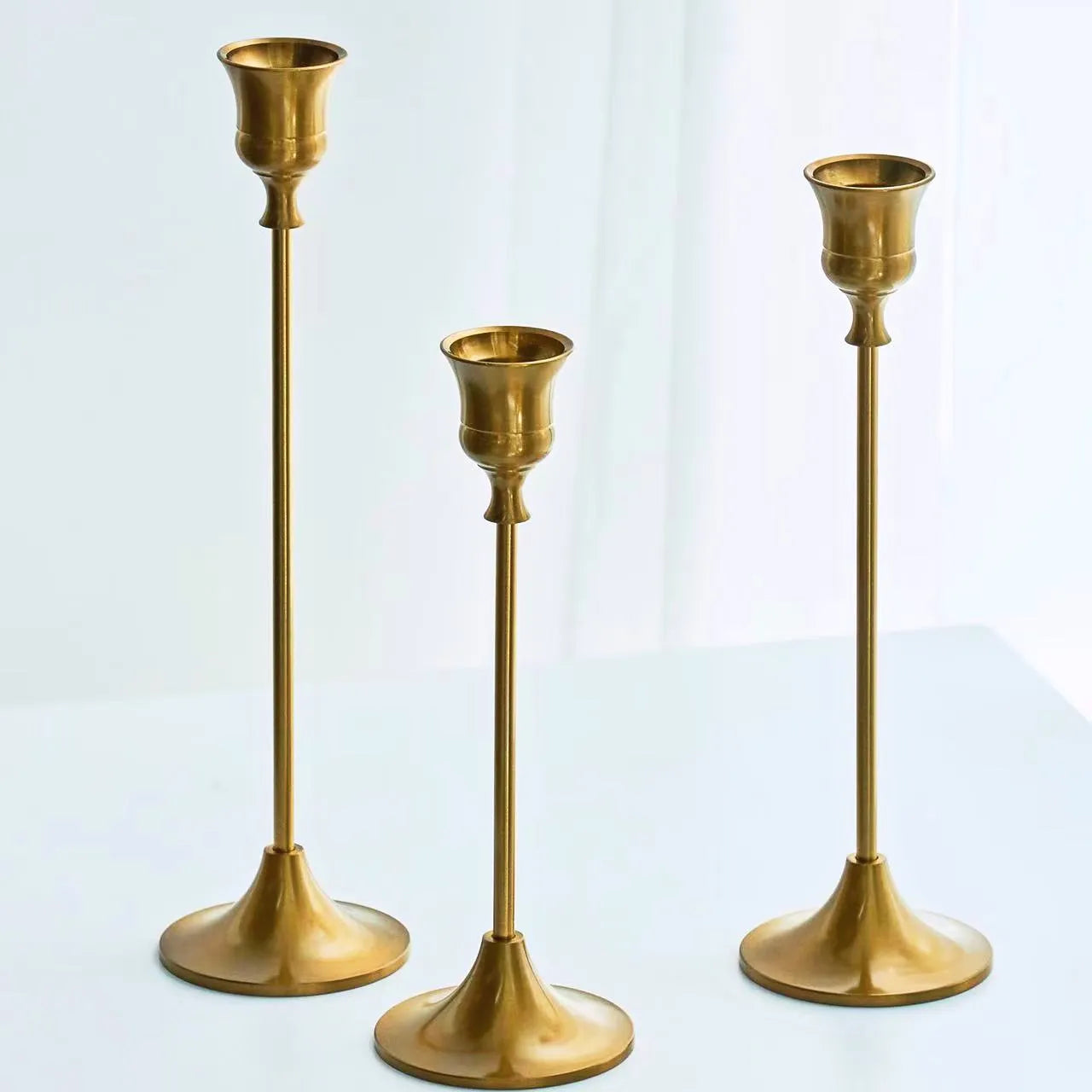 3-teiliges Kerzenhalter-Set aus Messing, goldfarben, Kerzenständer-Set –  acacuss