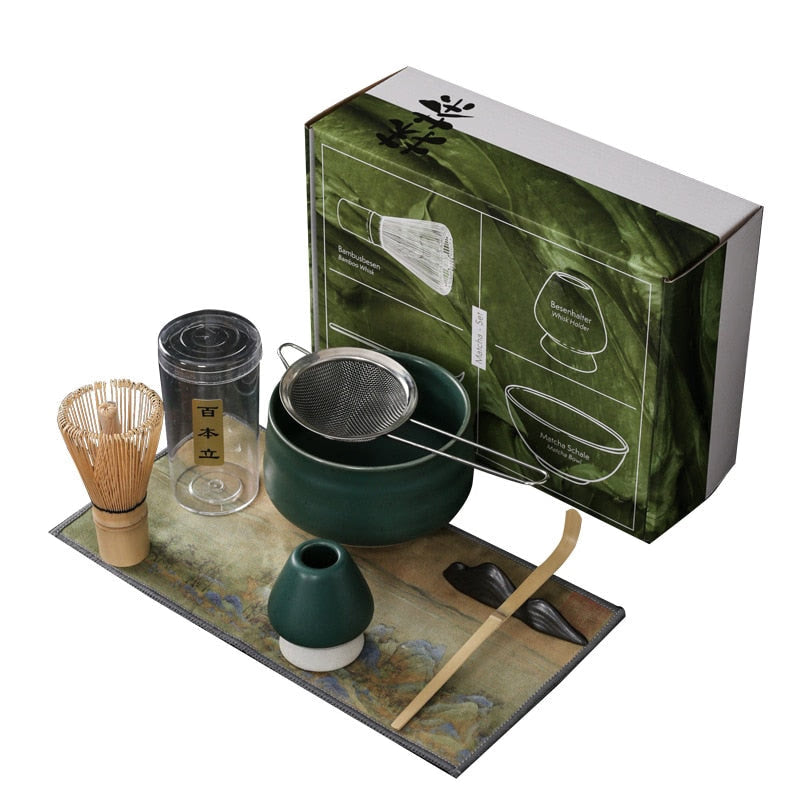 4-7pcs Handmade Home Easy Clean Matcha Tea Set Tool Stand Kit Bowl Whisk Scoop Gift Ceremony Traditional Japanese Accessories acacuss