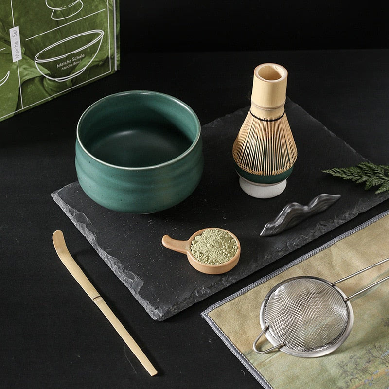 4-7pcs Handmade Home Easy Clean Matcha Tea Set Tool Stand Kit Bowl Whisk Scoop Gift Ceremony Traditional Japanese Accessories acacuss