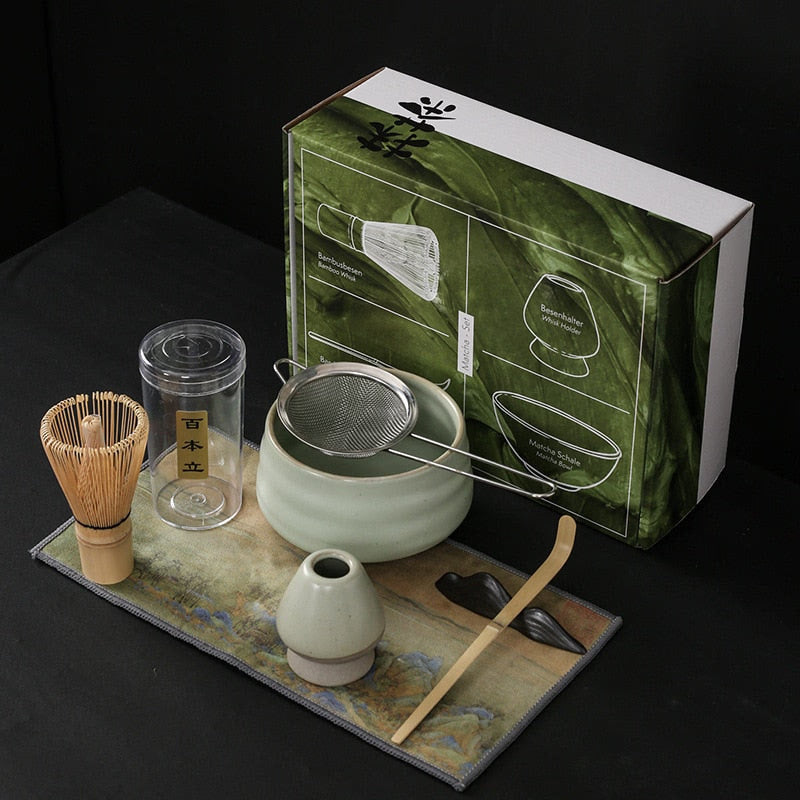 4-7pcs Handmade Home Easy Clean Matcha Tea Set Tool Stand Kit Bowl Whisk Scoop Gift Ceremony Traditional Japanese Accessories acacuss