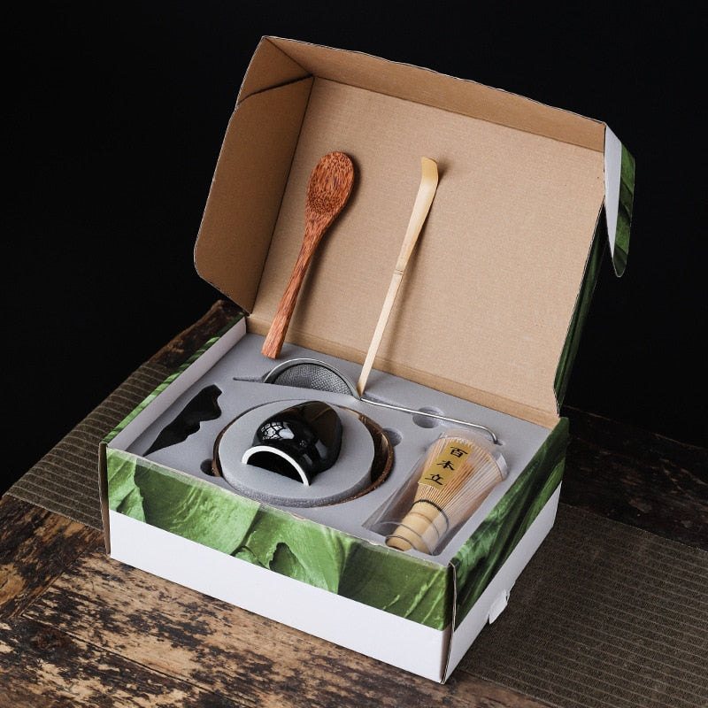 4-7pcs Handmade Home Easy Clean coconut Matcha Tea Set Tool Stand Kit Bowl Whisk ScoopBirthday gift Ceremony Kitchen supplies acacuss