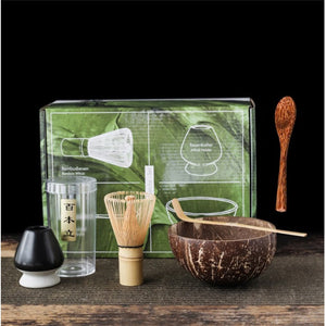 4-7pcs Handmade Home Easy Clean coconut Matcha Tea Set Tool Stand Kit Bowl Whisk ScoopBirthday gift Ceremony Kitchen supplies acacuss