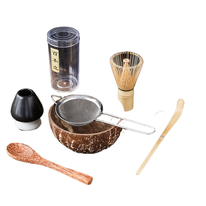 4-7pcs Handmade Home Easy Clean coconut Matcha Tea Set Tool Stand Kit Bowl Whisk ScoopBirthday gift Ceremony Kitchen supplies acacuss