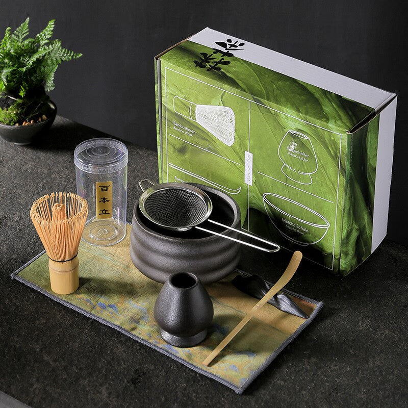 4-7pcs/set Handmade Home Easy Clean Matcha Tea Set Tool Stand Kit Bowl Whisk Scoop Gift Ceremony Traditional Japanese Accessorie acacuss