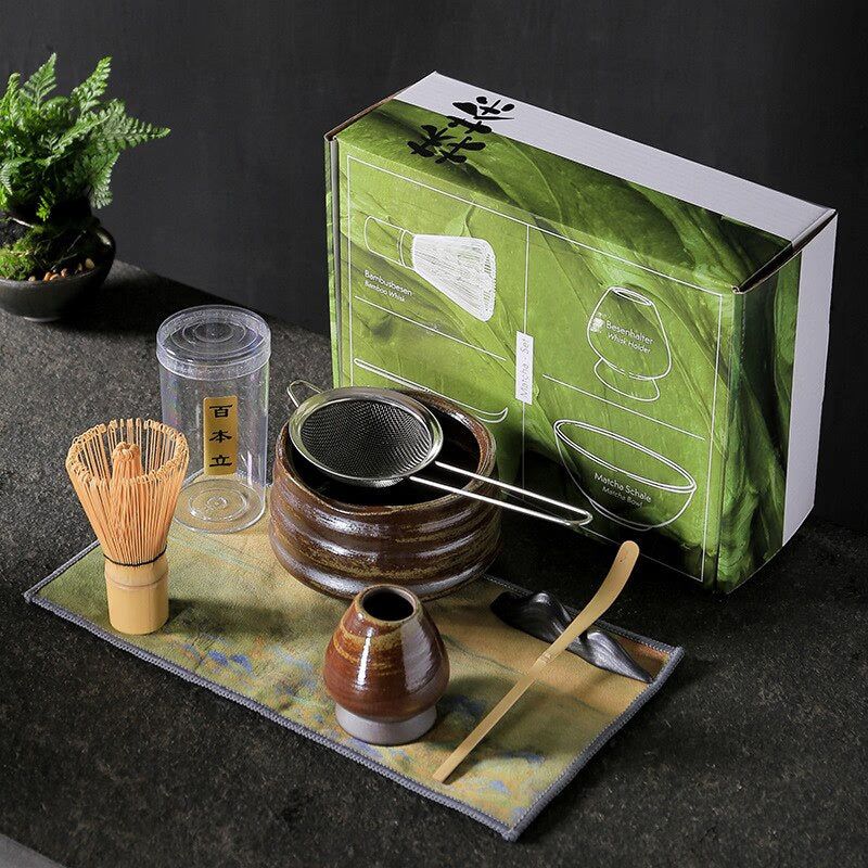 4-7pcs/set Handmade Home Easy Clean Matcha Tea Set Tool Stand Kit Bowl Whisk Scoop Gift Ceremony Traditional Japanese Accessorie acacuss