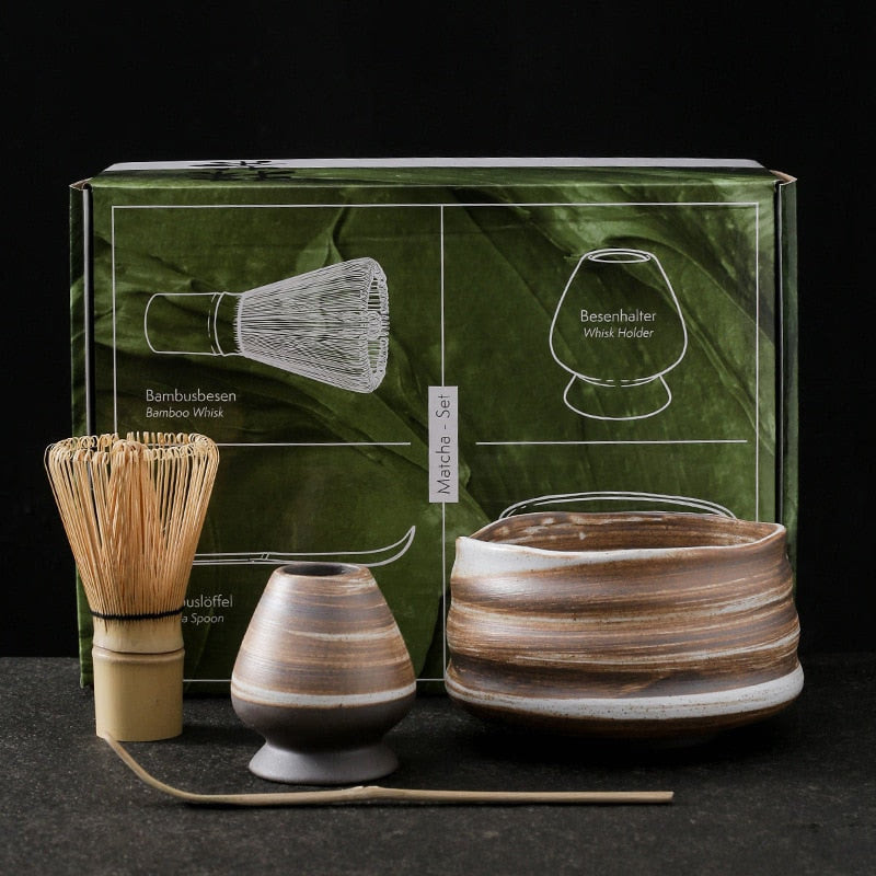 4-7pcs/set Handmade Home Easy Clean Matcha Tea Set Tool Stand Kit Bowl Whisk Scoop Gift Ceremony Traditional Japanese Accessorie acacuss